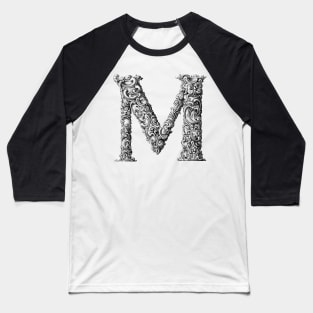 Vintage Initial Letter Lettering Alphabet M Baseball T-Shirt